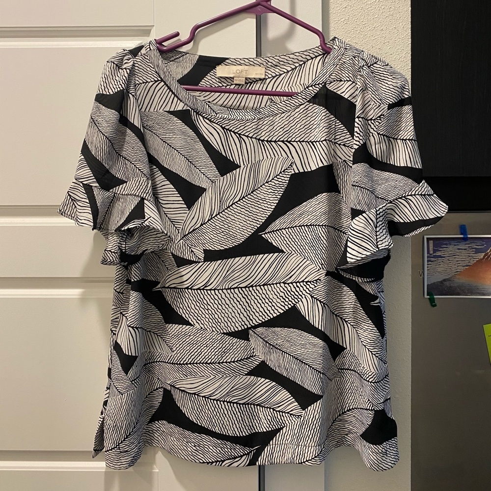 LOFT blouse black and white